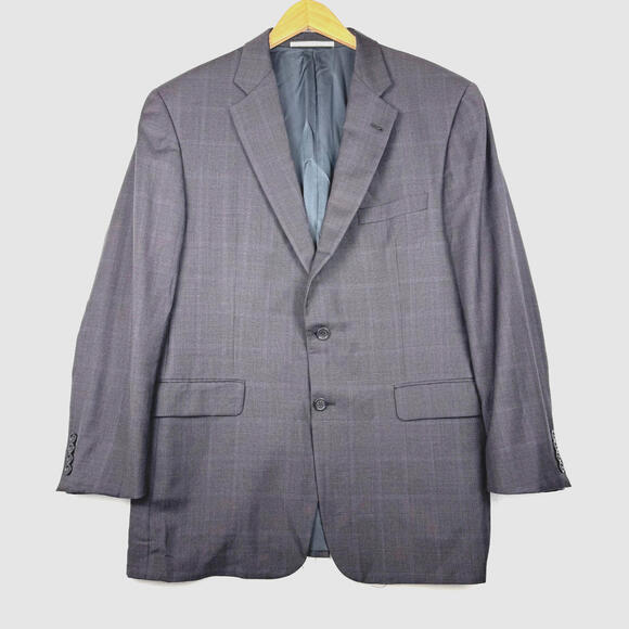 Burberry London Men's 42 Reg Kensington Wool Sport Coat Suit Blazer Gray Plaid